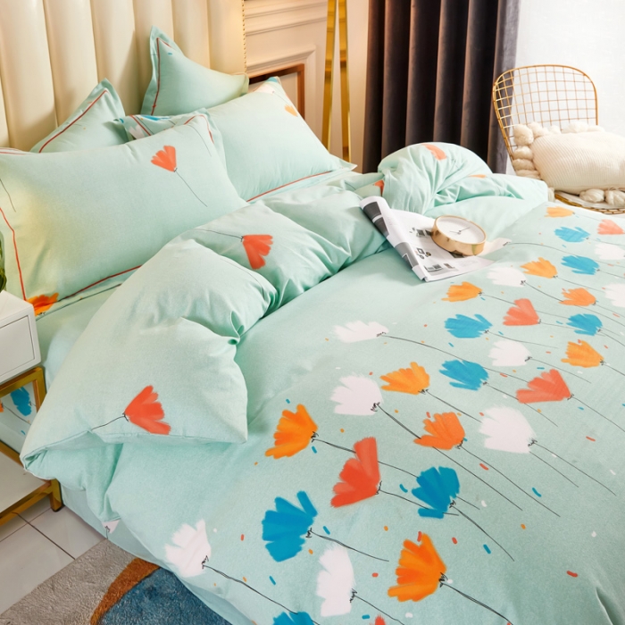 91家纺网 家纺一手货源 找家纺 雲归梦 2020新款全棉加厚磨毛四件套 朵朵花语