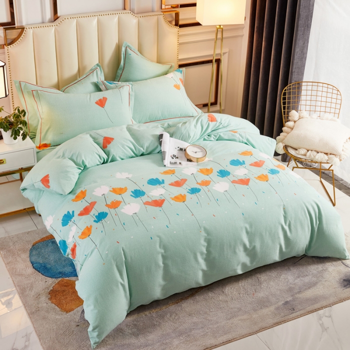 91家纺网 家纺一手货源 找家纺 雲归梦 2020新款全棉加厚磨毛四件套 朵朵花语