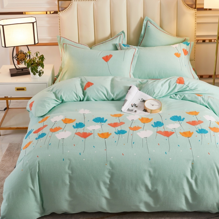 91家纺网 家纺一手货源 找家纺 雲归梦 2020新款全棉加厚磨毛四件套 朵朵花语