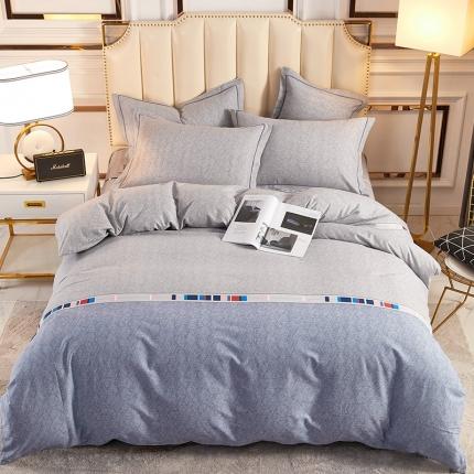 91家纺网 家纺一手货源 找家纺 雲归梦 2020新款全棉加厚磨毛四件套 弗伦堡-灰