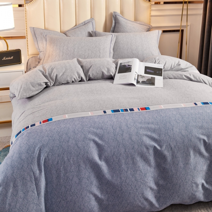 91家纺网 家纺一手货源 找家纺 雲归梦 2020新款全棉加厚磨毛四件套 弗伦堡-灰