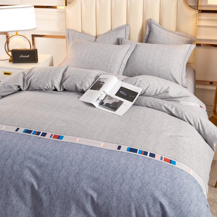 91家纺网 家纺一手货源 找家纺 雲归梦 2020新款全棉加厚磨毛四件套 弗伦堡-灰