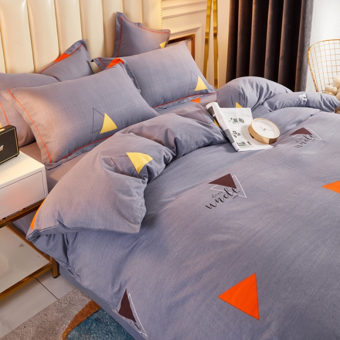 91家纺网 家纺一手货源 找家纺 雲归梦 2020新款全棉加厚磨毛四件套 几何时光-灰