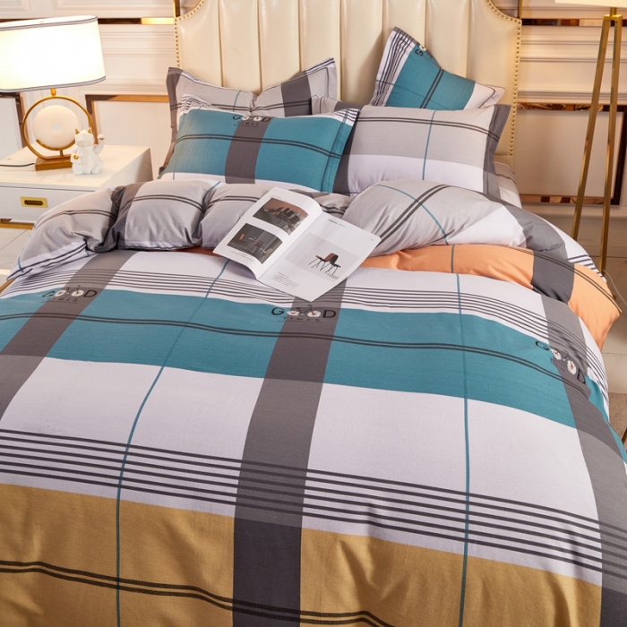 91家纺网 家纺一手货源 找家纺 雲归梦 2020新款全棉加厚磨毛四件套 开心时光-蓝