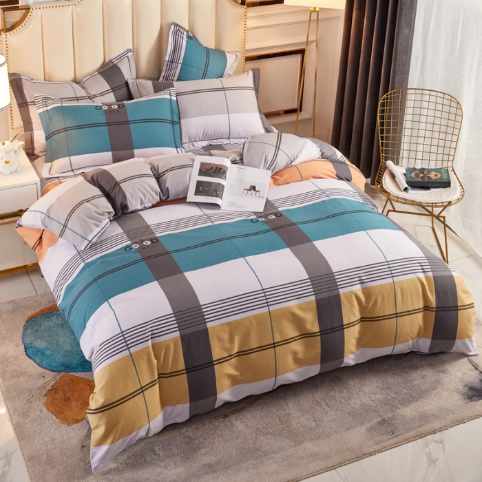 91家纺网 家纺一手货源 找家纺 雲归梦 2020新款全棉加厚磨毛四件套 开心时光-蓝