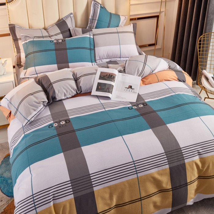 91家纺网 家纺一手货源 找家纺 雲归梦 2020新款全棉加厚磨毛四件套 开心时光-蓝