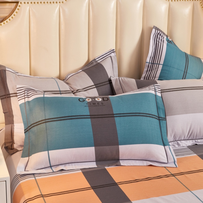 91家纺网 家纺一手货源 找家纺 雲归梦 2020新款全棉加厚磨毛四件套 开心时光-蓝