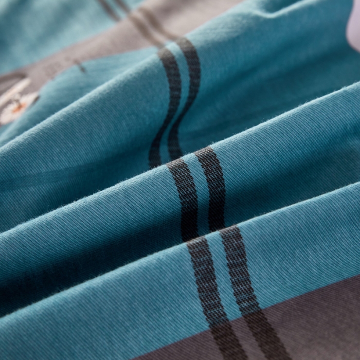 91家纺网 家纺一手货源 找家纺 雲归梦 2020新款全棉加厚磨毛四件套 开心时光-蓝