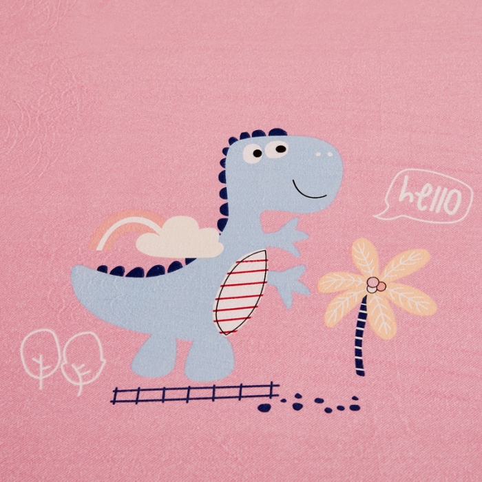 91家纺网 家纺一手货源 找家纺 雲归梦 2020新款全棉加厚磨毛四件套 恐龙乐园-粉