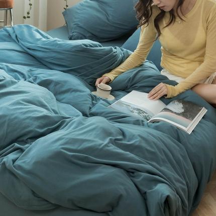 91家纺网 家纺一手货源 找家纺 华超针织 2021新款针织纯色单被套1 海蓝
