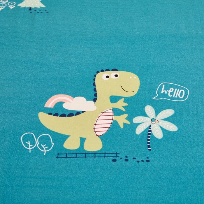 91家纺网 家纺一手货源 找家纺 雲归梦 2020新款全棉加厚磨毛四件套 恐龙乐园-蓝