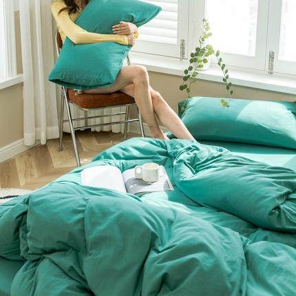 91家纺网 家纺一手货源 找家纺 华超针织 2021新款针织纯色单被套1 湖绿