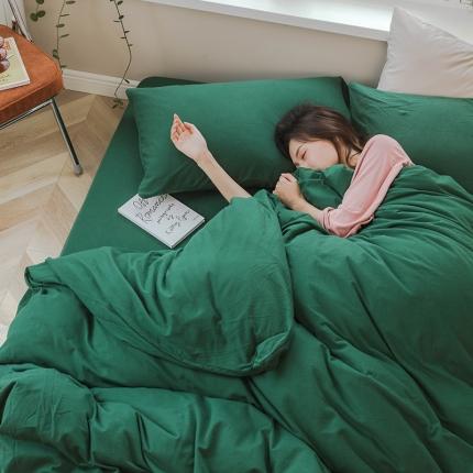 91家纺网 家纺一手货源 找家纺 华超针织 2021新款针织纯色单被套1 墨绿