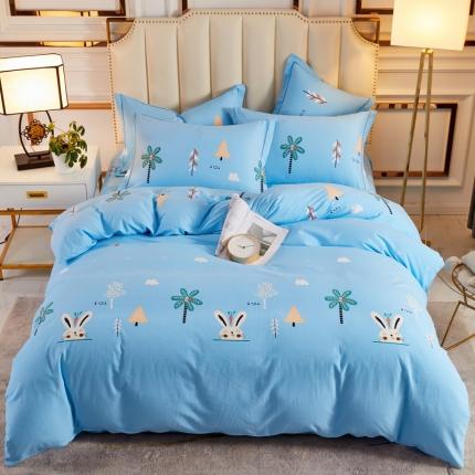 雲归梦 2020新款全棉加厚磨毛四件套 萌萌兔-蓝