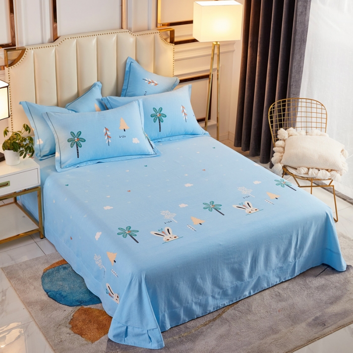 91家纺网 家纺一手货源 找家纺 雲归梦 2020新款全棉加厚磨毛四件套 萌萌兔-蓝