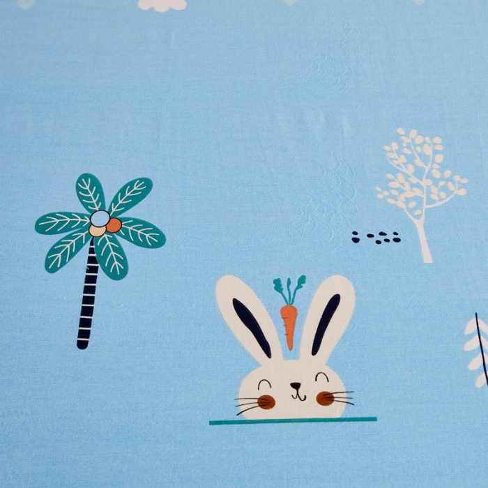 91家纺网 家纺一手货源 找家纺 雲归梦 2020新款全棉加厚磨毛四件套 萌萌兔-蓝