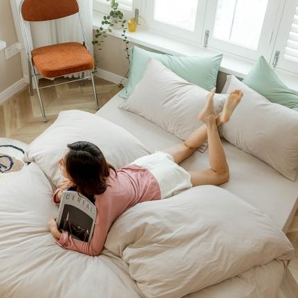 91家纺网 家纺一手货源 找家纺 华超针织 2021新款针织纯色单被套1 杏色