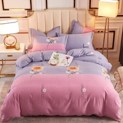 雲归梦 2020新款全棉加厚磨毛四件套 陌上花开-粉