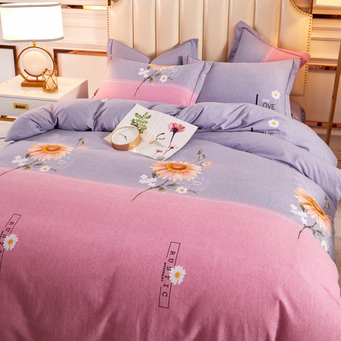 91家纺网 家纺一手货源 找家纺 雲归梦 2020新款全棉加厚磨毛四件套 陌上花开-粉