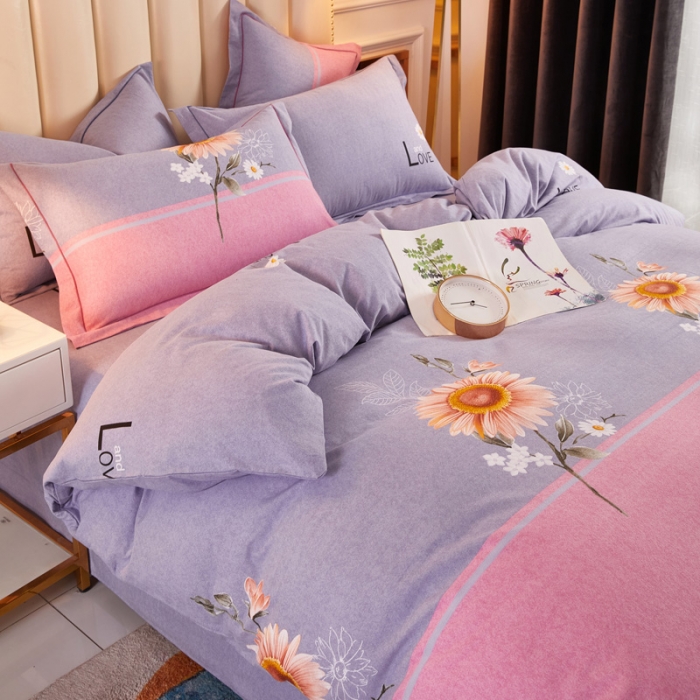 91家纺网 家纺一手货源 找家纺 雲归梦 2020新款全棉加厚磨毛四件套 陌上花开-粉