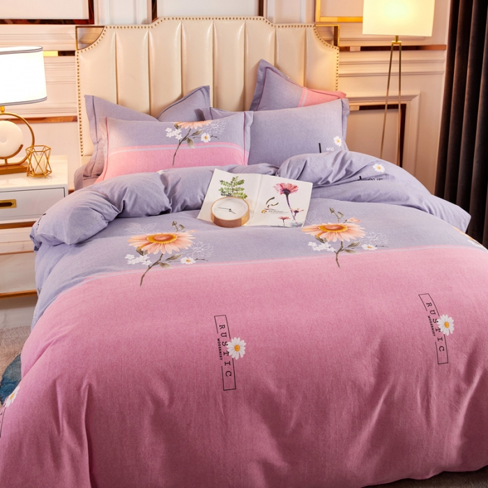 91家纺网 家纺一手货源 找家纺 雲归梦 2020新款全棉加厚磨毛四件套 陌上花开-粉