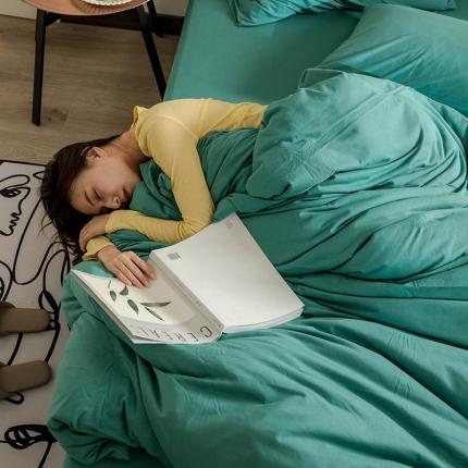 华超针织 2021新款针织纯色单床笠2 湖绿