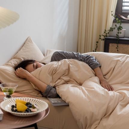 华超针织 2021新款针织纯色单床笠2 奶茶