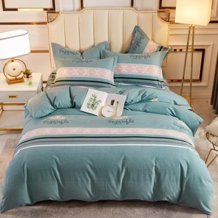雲归梦 2020新款全棉加厚磨毛四件套 时光偶遇-绿