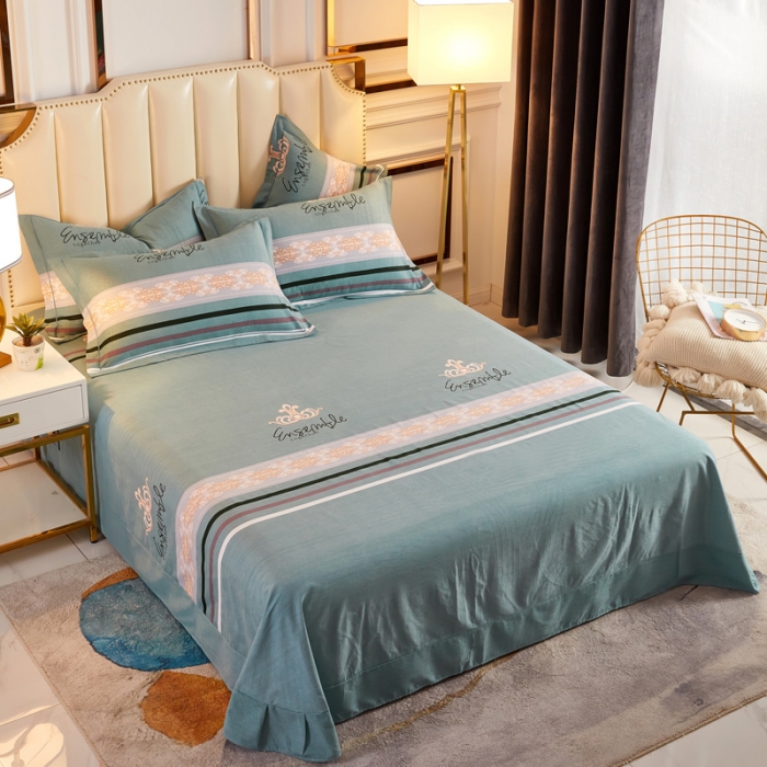 91家纺网 家纺一手货源 找家纺 雲归梦 2020新款全棉加厚磨毛四件套 时光偶遇-绿