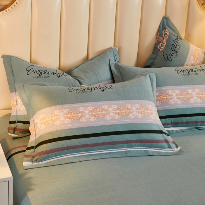 91家纺网 家纺一手货源 找家纺 雲归梦 2020新款全棉加厚磨毛四件套 时光偶遇-绿