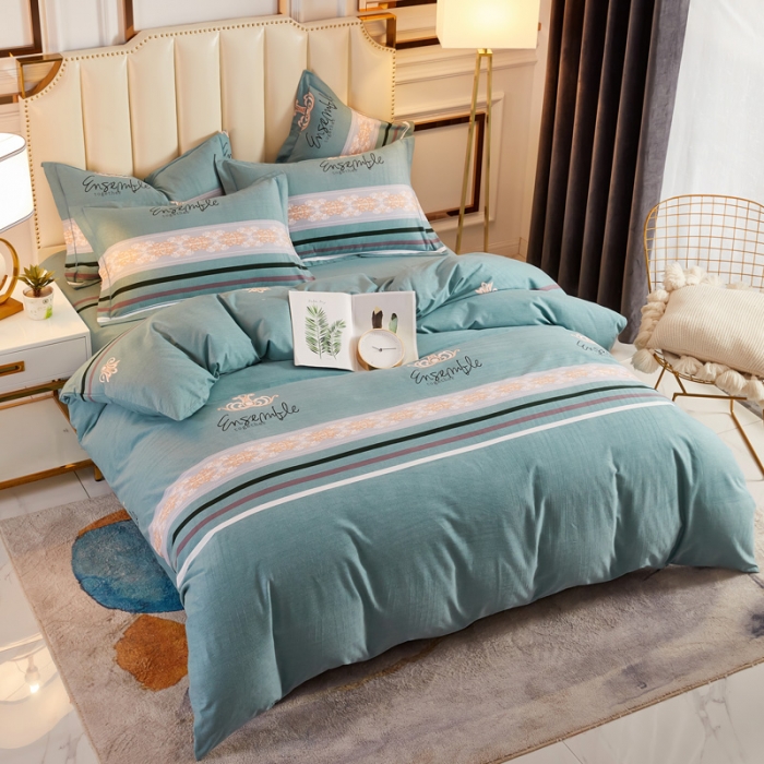 91家纺网 家纺一手货源 找家纺 雲归梦 2020新款全棉加厚磨毛四件套 时光偶遇-绿