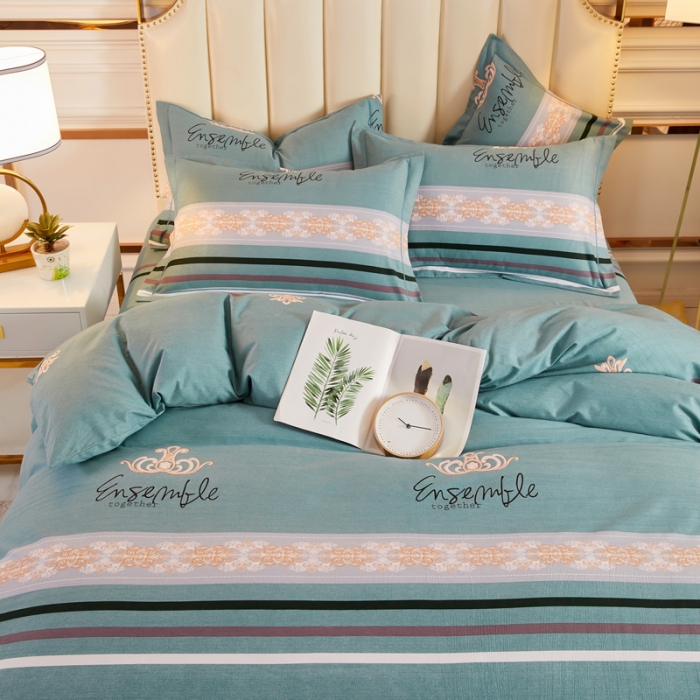 91家纺网 家纺一手货源 找家纺 雲归梦 2020新款全棉加厚磨毛四件套 时光偶遇-绿