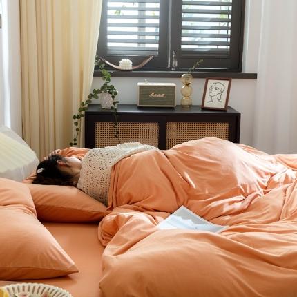 91家纺网 家纺一手货源 找家纺 华超针织 2021新款针织纯色单床笠2 西柚粉