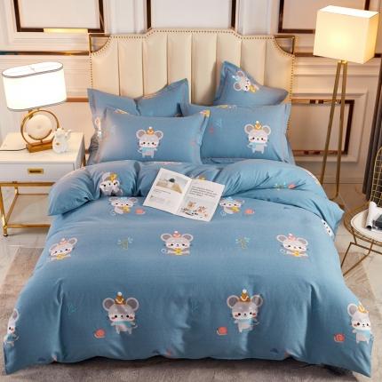 91家纺网 家纺一手货源 找家纺 雲归梦 2020新款全棉加厚磨毛四件套 鼠鼠生威-蓝