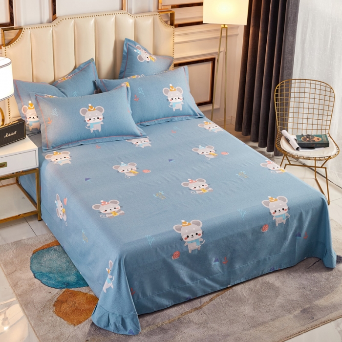 91家纺网 家纺一手货源 找家纺 雲归梦 2020新款全棉加厚磨毛四件套 鼠鼠生威-蓝