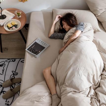 91家纺网 家纺一手货源 找家纺 华超针织 2021新款针织纯色单床笠2 杏色