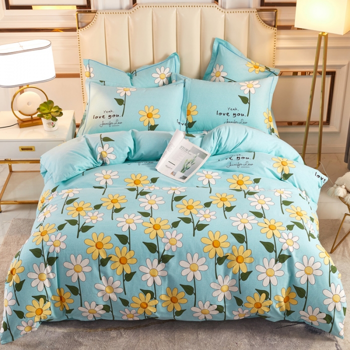 91家纺网 家纺一手货源 找家纺 雲归梦 2020新款全棉加厚磨毛四件套 向阳花-兰