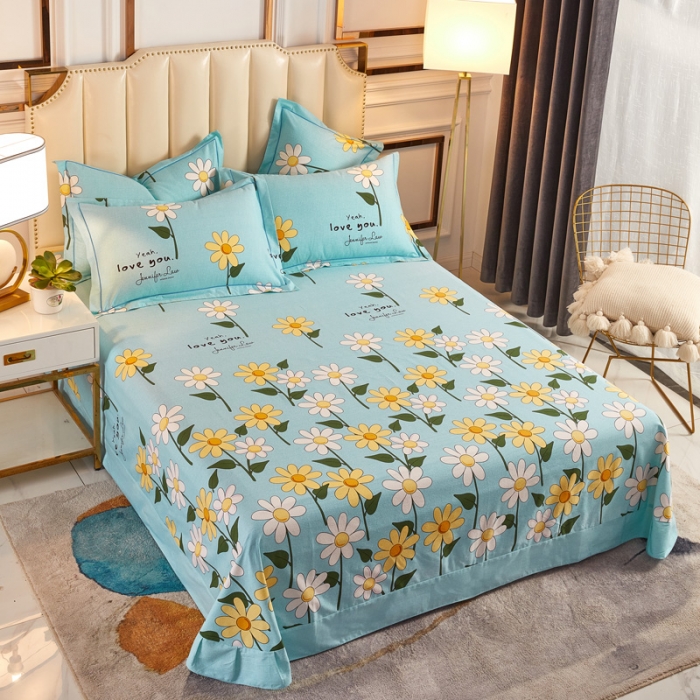 91家纺网 家纺一手货源 找家纺 雲归梦 2020新款全棉加厚磨毛四件套 向阳花-兰