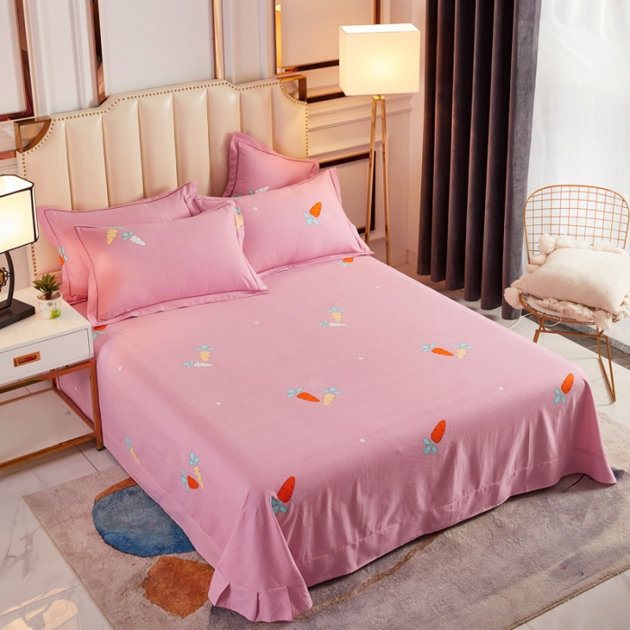 91家纺网 家纺一手货源 找家纺 雲归梦 2020新款全棉加厚磨毛四件套 小萝卜-粉