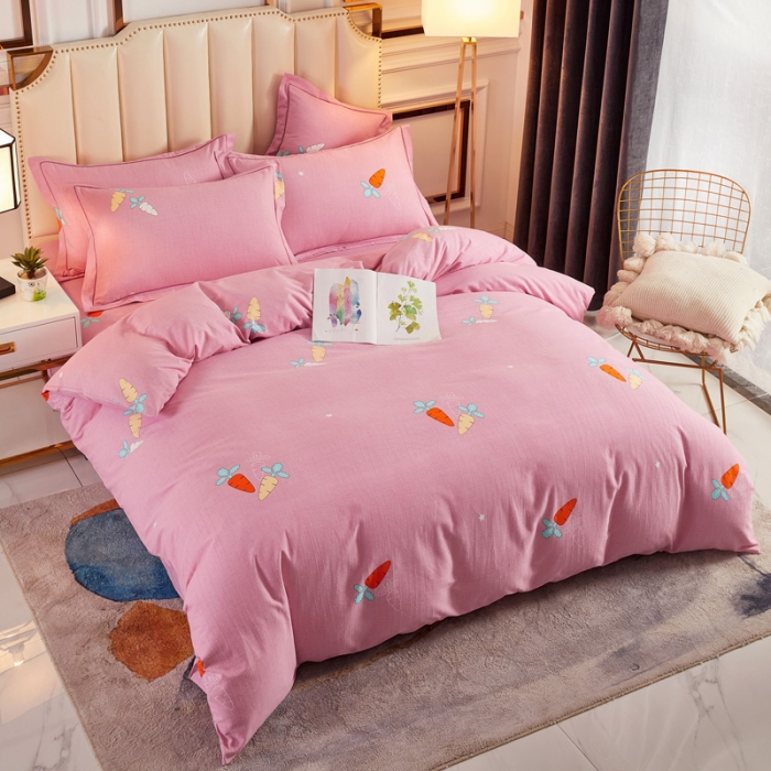 91家纺网 家纺一手货源 找家纺 雲归梦 2020新款全棉加厚磨毛四件套 小萝卜-粉