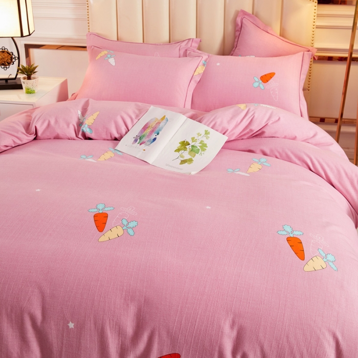 91家纺网 家纺一手货源 找家纺 雲归梦 2020新款全棉加厚磨毛四件套 小萝卜-粉