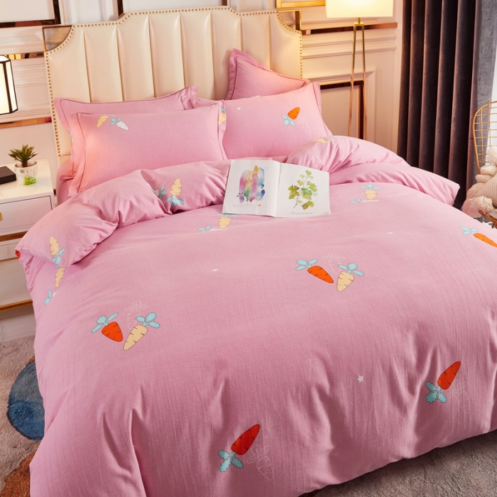 91家纺网 家纺一手货源 找家纺 雲归梦 2020新款全棉加厚磨毛四件套 小萝卜-粉