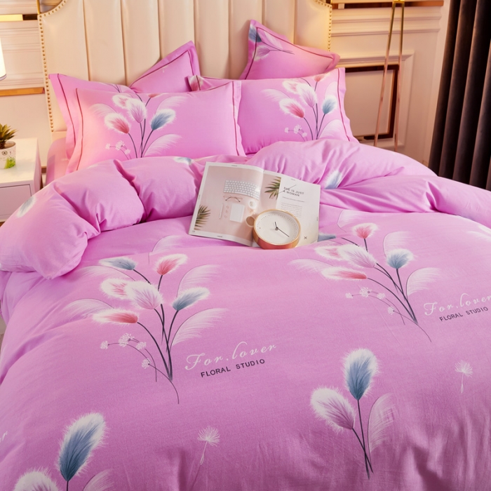 91家纺网 家纺一手货源 找家纺 雲归梦 2020新款全棉加厚磨毛四件套 追梦-粉