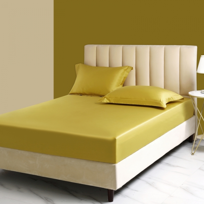 91家纺网 家纺一手货源 找家纺 简家居 2020新款100支单床笠 芥末黄