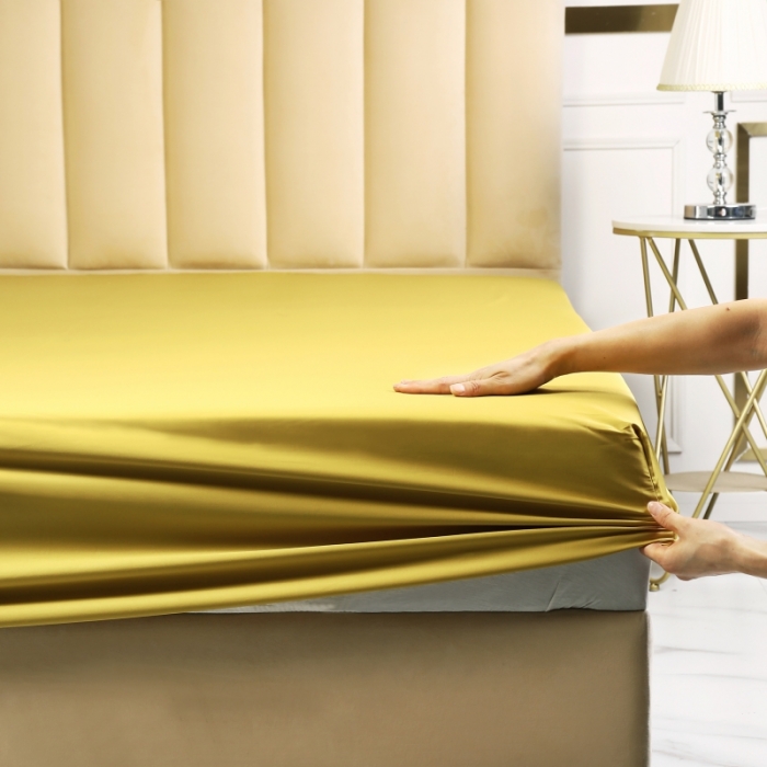 91家纺网 家纺一手货源 找家纺 简家居 2020新款100支单床笠 芥末黄