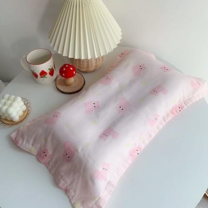 麦吻 新款纱布全棉儿童枕（含枕芯）30*50cm 粉色羊驼