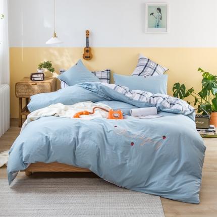 91家纺网 家纺一手货源 找家纺 捌月全棉水洗棉刺绣印花四件套 罗拉-烟灰