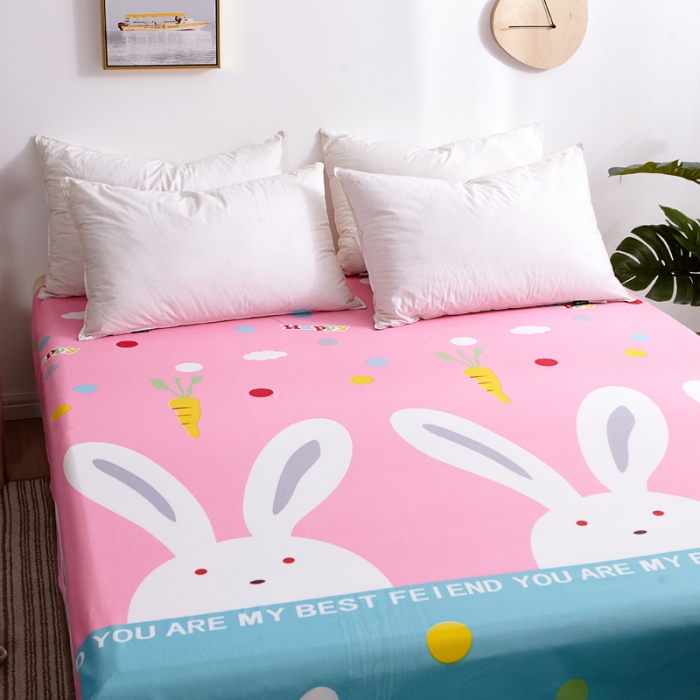 91家纺网 家纺一手货源 找家纺 宇淳国际2023新品 芦荟棉四件套系列单品床单 粉红兔