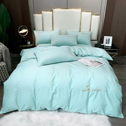 91家纺网 家纺一手货源 找家纺 （总）艾佳2025新款款全棉40贡缎纯色刺绣轻奢风系列四件套