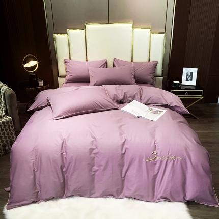 91家纺网 家纺一手货源 找家纺 （总）艾佳2025新款款全棉40贡缎纯色刺绣轻奢风系列四件套